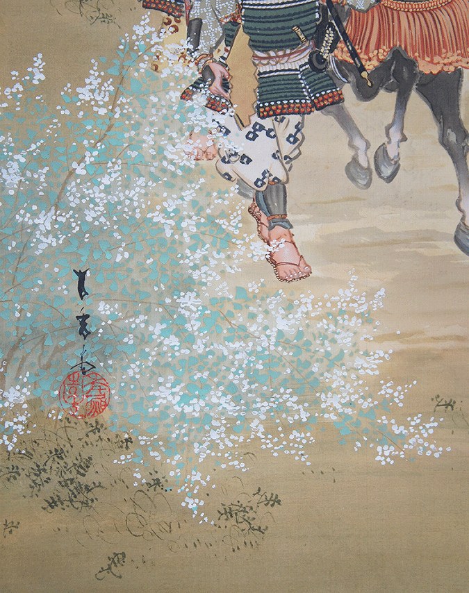 インテリア掛け軸 寿山 作『 牧童 』 絹本 希少 軸装 茶道具 掛軸 美品 です。