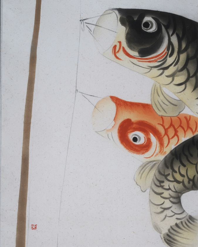 上村米重 鯉幟ノ図 | 掛軸(掛け軸)販売／表装ご依頼は掛軸いっぷく掛軸