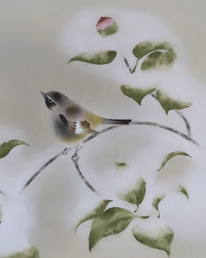 稲葉桑文 雪中紅椿 | 掛軸(掛け軸)販売／表装ご依頼は掛軸いっぷく掛軸