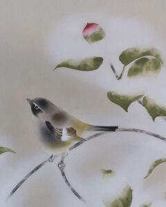 稲葉桑文 雪中紅椿 | 掛軸(掛け軸)販売／表装ご依頼は掛軸いっぷく掛軸