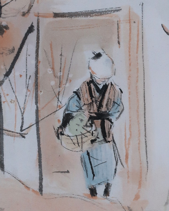 真作 堂本印象 春姿図 二重箱 共箱 肉筆 掛軸 掛け軸 日本画(