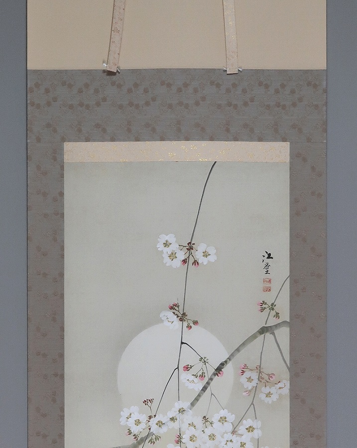 出井江堂 夜桜 | 掛軸(掛け軸)販売／表装ご依頼は掛軸いっぷく掛軸