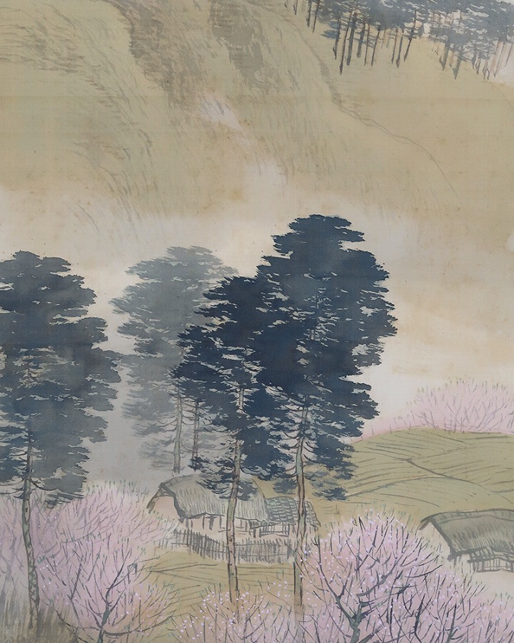 田中頼璋 春景山水 | 掛軸(掛け軸)販売／表装ご依頼は掛軸いっぷく掛軸