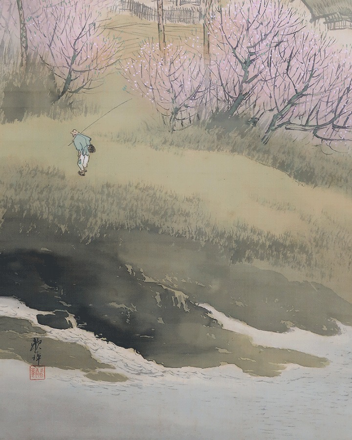田中頼璋 春景山水 | 掛軸(掛け軸)販売／表装ご依頼は掛軸いっぷく掛軸