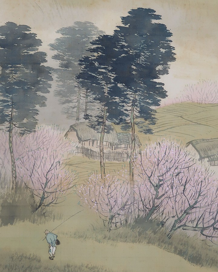 田中頼璋 春景山水 | 掛軸(掛け軸)販売／表装ご依頼は掛軸いっぷく掛軸